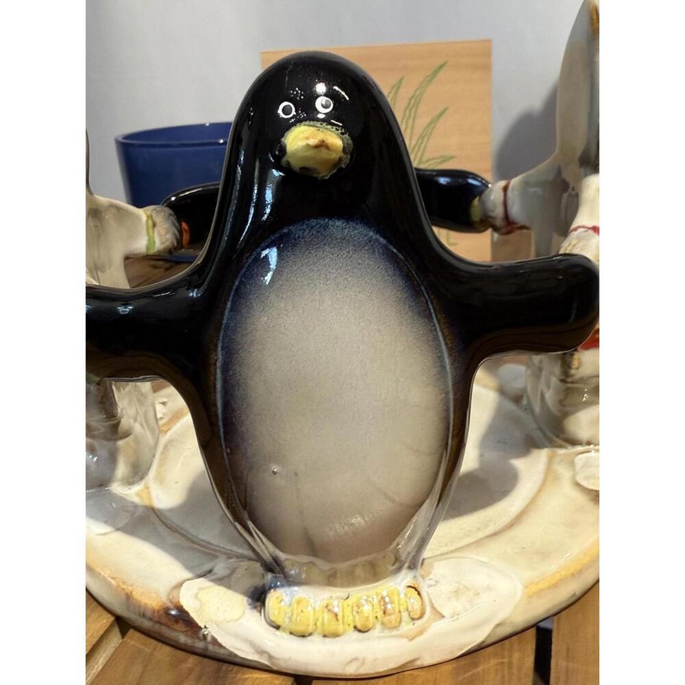 VTG Yankee Candle Penguin & Girls Arctic Decor Large Candle Holder Fall November - Picture 7 of 7